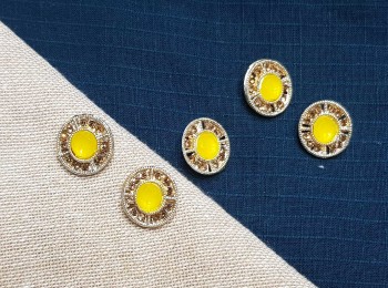 Yellow - Golden Round Shape Rhinestone Buttons