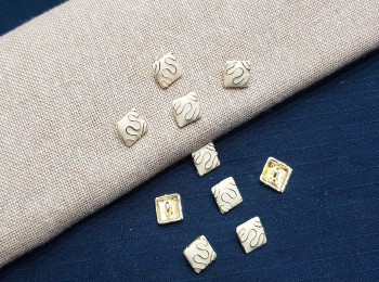 Cream Square Shape Metal Ladies Buttons Small Size - 10 pieces