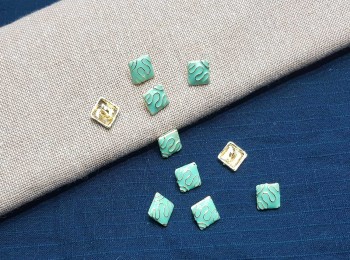 Sea Green Square Shape Metal Ladies Buttons Small Size - 10 pieces
