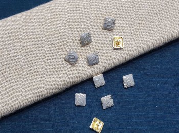 Grey Square Shape Metal Ladies Buttons Small Size - 10 pieces