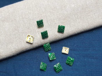 Dark Green Square Shape Metal Ladies Buttons Small Size - 10 pieces