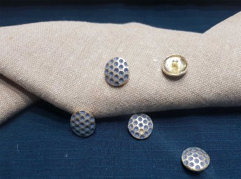 Blue Color Round Shape Metal Ladies Buttons Small Size - 5 pieces