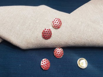 Red Color Round Shape Metal Ladies Buttons Small Size - 5 pieces