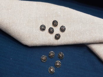 Black Color Round Flower Design Metal Ladies Buttons Small Size - 10 pieces