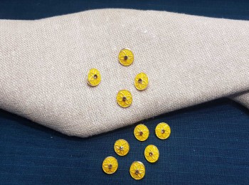 Yellow Color Round Flower Design Metal Ladies Buttons Small Size - 10 pieces