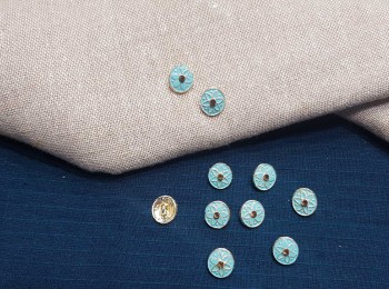 Sky Blue Color Round Flower Design Metal Ladies Buttons Small Size - 10 pieces