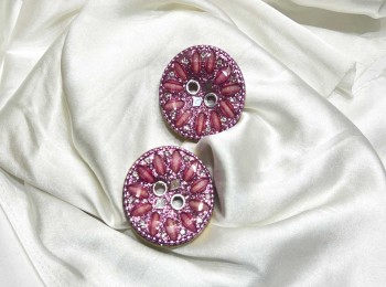 Light Pink Round Shape Sparkle Buttons 2 hole -  Pack of  5 pieces
