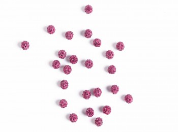 Dark Pink color Round Shape Ladies Buttons Loop Hole/Zircon Balls/shamballa beads