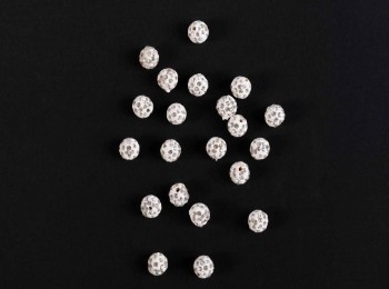White color Round Shape Ladies Buttons Loop Hole/Zircon Balls/shamballa beads