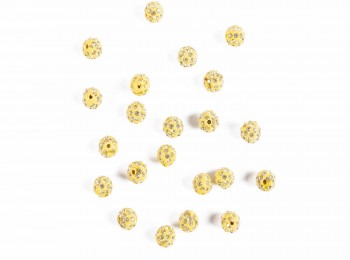 Yellow color Round Shape Ladies Buttons Loop Hole/Zircon Balls/shamballa beads