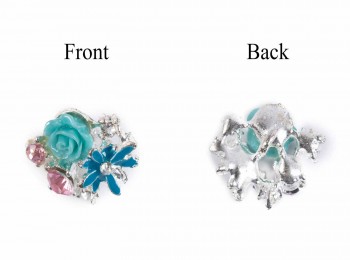 Ferozi Color Flower Shape Ladies Buttons with Stone WBTN0041A