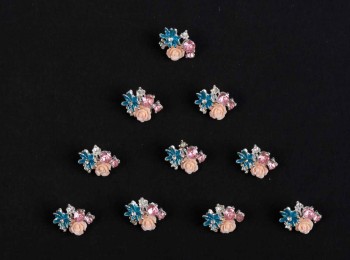 Peach Color Flower Shape Ladies Buttons with Stone WBTN0041B