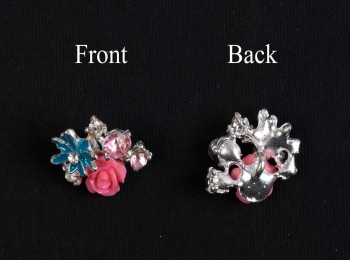 Pink Color Flower Shape Ladies Buttons with Stone WBTN0041C