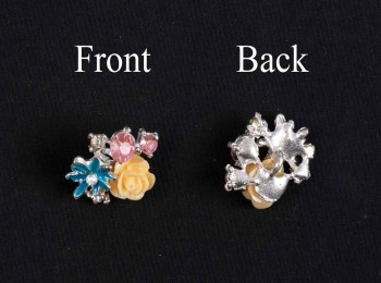Yellow Color Flower Shape Ladies Buttons with Stone WBTN0041D