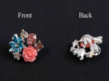 Medium Pink Color Flower Shape Ladies Buttons with Stone WBTN0041F