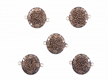 Dull Golden Color Round Ladies Button with Plastic Beads WBTN0043B