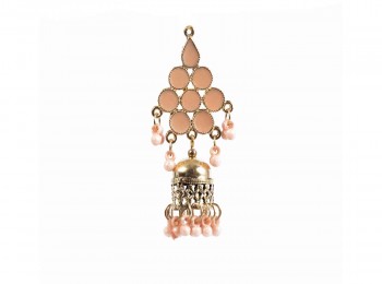 Peach Color Hanging Style Fancy Designer Buttons With Metal Base