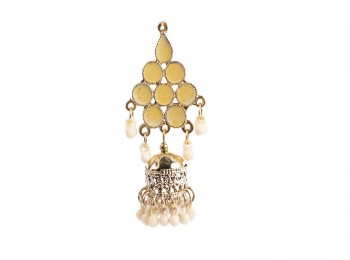 Yellow Color Hanging Style Fancy Designer Buttons With Metal Base