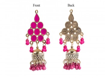 Magenta Pink Color Hanging Style Fancy Designer Buttons With Metal Base