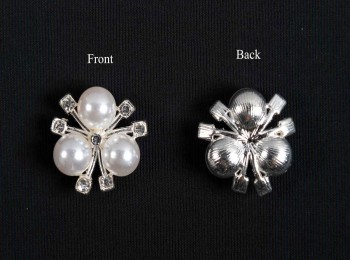 Silver Color Pearl Beads and Glass Stone Work Fancy Buttons