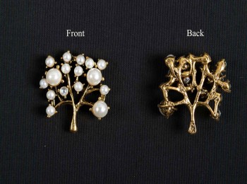 White- Golden Color Tree Shape Metal Buttons