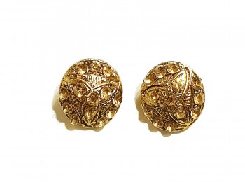 Golden Color Stone Work Round Shape Buttons