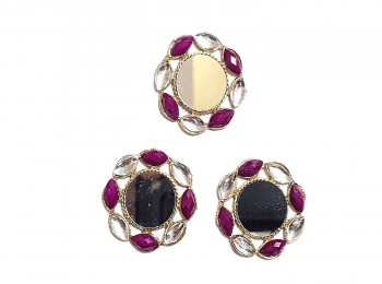 Purple Color Mirror Work Fancy Metal Buttons for Ladies Suits, Kurtis , Jewellery Making etc.
