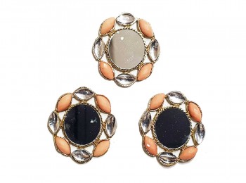 Peach Color Mirror Work Fancy Metal Buttons for Ladies Suits, Kurtis , Jewellery Making etc.