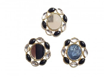 Black Color Mirror Work Fancy Metal Buttons for Ladies Suits, Kurtis , Jewellery Making etc.