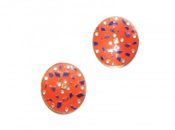 Orange Color Round Shape Kundan Buttons