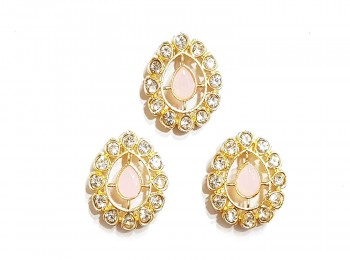 Baby Pink Color Stone Work Drop Shape Fancy Buttons