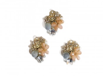 Peach Color Crystal Stone Work Fancy Ladies Buttons