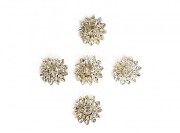 Silver Color Flower Shape Stone Work Buttons