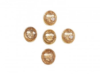 Golden Color Crystal Round Shape Love Fancy Buttons