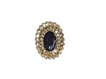 Golden Black Stone Embellished Oval Button