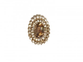 Dark Golden Stone Embellished Oval Button