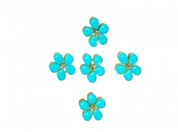Ferozi Blue Flower Shape Kundan Buttons
