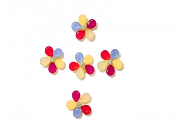 Multi Color Flower Shape Kundan Buttons