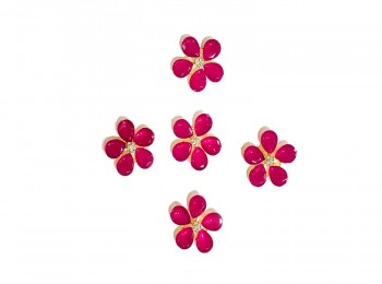 Magenta Flower Shape Kundan Buttons