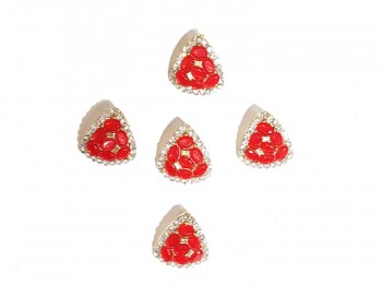 Red Color Triangular Shape Kundan Buttons