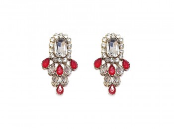 Red Silver Rhinestone Work Fancy Kundan Buttons For Ladies Suits, Dresses, Jewlery Making etc.