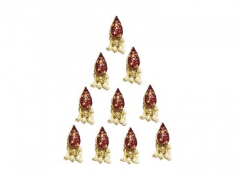 Maroon Color Drop Shape Printed Metal Buttons For Suits, Dresses, Tops etc.