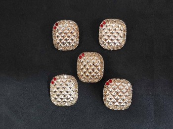 Rose Gold Color Stone Work Square Shape Buttons