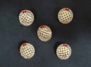 Golden Color Stone Work Round Shape Buttons