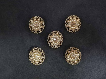 Golden Mehandi Polish color Pearl And rhinestone Work Fancy Buttons