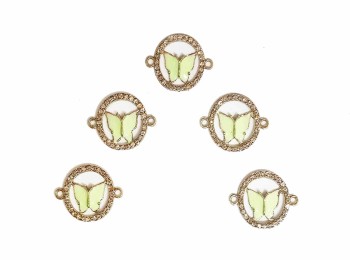 Light Green color round shape rhinestone work fancy button/charms