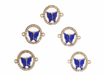 Royal Blue color round shape rhinestone work fancy button/charms