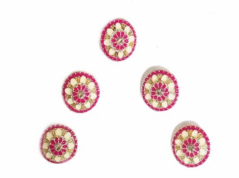 Pink Round Shape Mina Buttons For Ladies Suits, Kurtis Etc.