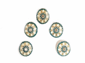 Sea Green Round Shape Mina Buttons For Ladies Suits, Kurtis Etc.