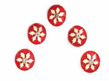 Red Color Maple Leaf Print Round Metal Buttons for ladies suits, kurtis, etc.